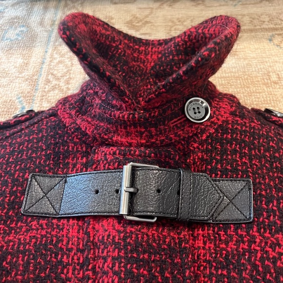 Burberry Brit Black and Red Plaid Wool Tweed Coat - Picture 11 of 16
